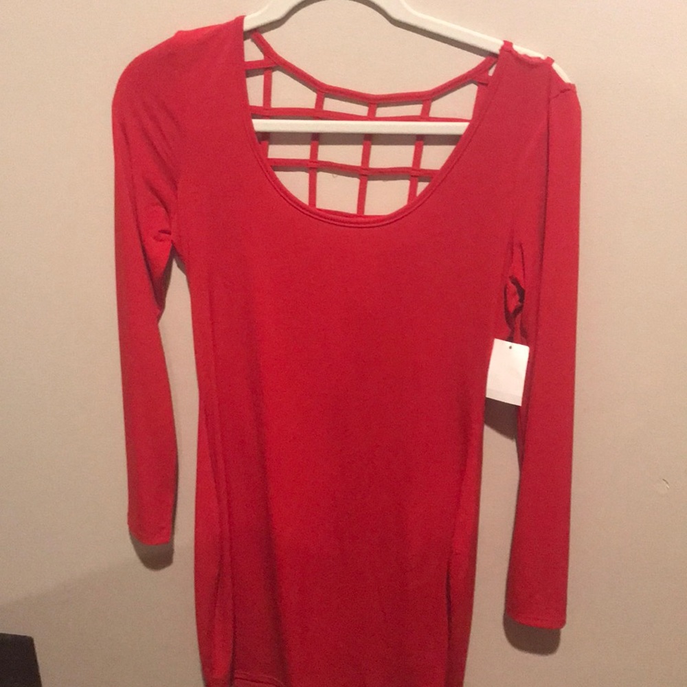 CR red bodycon dress, criss crosses back